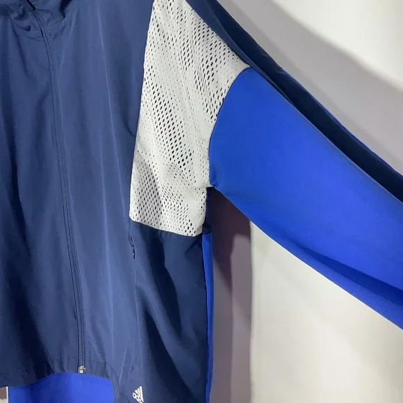 Adidas Jacket, Windbreaker, Blue & White, Zip-Up, Size See Measurements - Picture 6 of 14